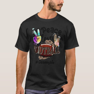 Peace Love Football Granny Life Ma Grandma Leopar T-shirt