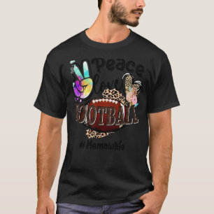 Peace Love Football Memaw Life Ma Grandma Leopard T-shirt