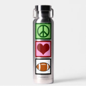 Peace Love Football Player Persoonlijk Waterfles (Voorkant)