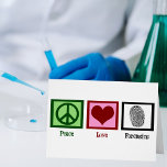 Peace Love Forensics Fingerprint Forensic Lab Card<br><div class="desc">Si vous trouvez la science légale fascinante,  c'est la carte parfaite pour un scientifique légiste. Il comporte un signe de paix,  un coeur et une empreinte digitale pour un détective dans une enquête sur les lieux du crime.</div>