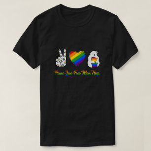 Peace Love Free Mam Hugs Beer Pride LGBT T-shirt