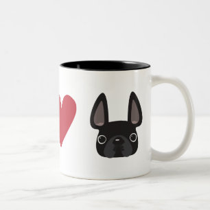 Peace Love French Bulldog - Black Tweekleurige Koffiemok