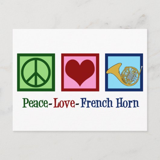 Peace Love French Horn Briefkaart (Voorkant)