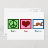 Peace Love-fretten Briefkaart (Voorkant / Achterkant)