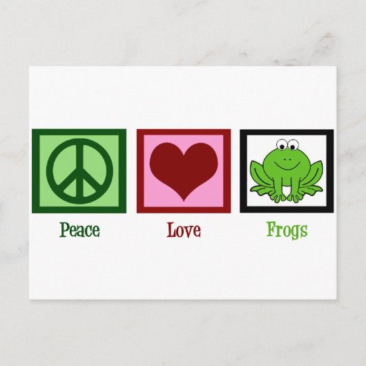 Peace Love Frogs Briefkaart (Voorkant)