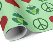 Peace Love Frogs Cute Frog Pattern Cadeaupapier (Rol Hoek)