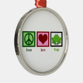 Peace Love Frogs Metalen Ornament (Rechts)