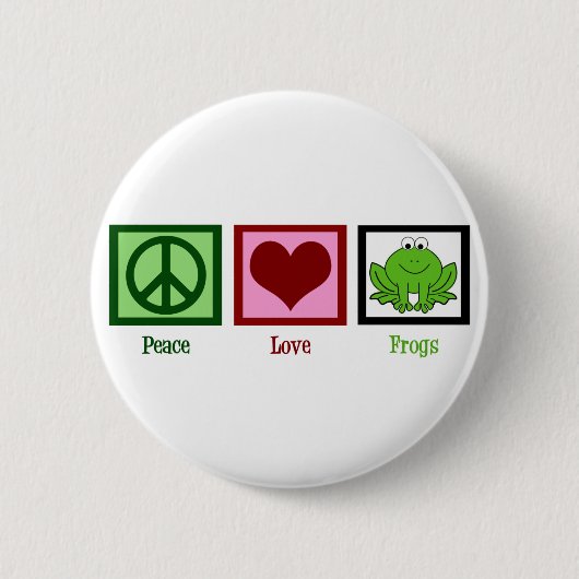 Peace Love Frogs Ronde Button 5,7 Cm (Voorkant)