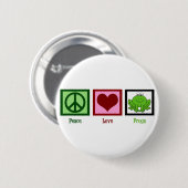 Peace Love Frogs Ronde Button 5,7 Cm (Voorkant /achterkant)