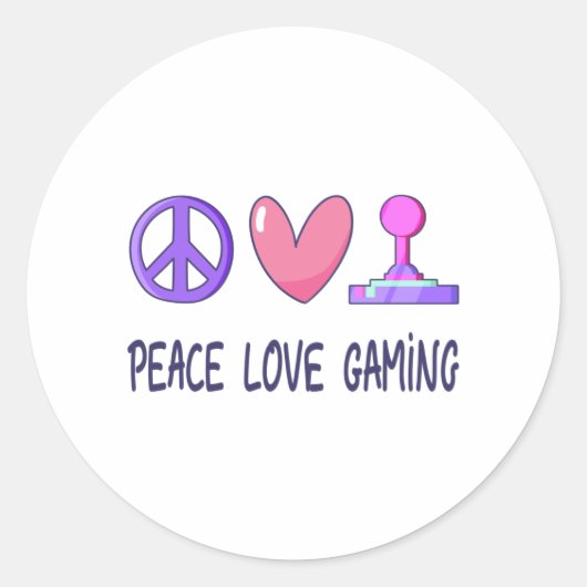 Peace Love Gaming Ronde Sticker (Voorkant)