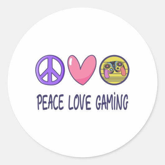 Peace Love Gaming Ronde Sticker (Voorkant)