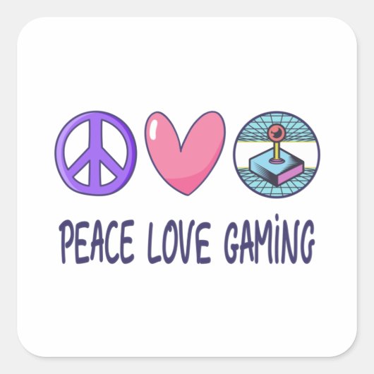 Peace Love Gaming Vierkante Sticker (Voorkant)