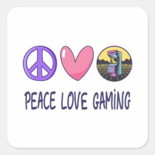 Peace Love Gaming Vierkante Sticker