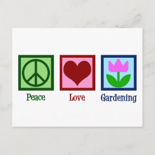 Peace Love Gardening Cute Gardener Tulip Flower Briefkaart