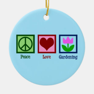 Peace Love Gardening Cute Gardener Tulip Flower Keramisch Ornament