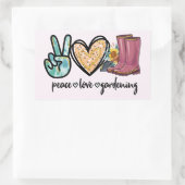 Peace Love Gardening Rechthoekige Sticker (Tas)
