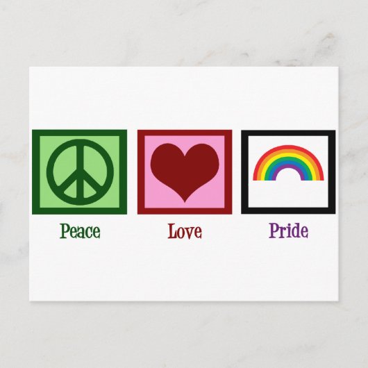 Peace Love Gay Pride Briefkaart (Voorkant)