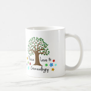 Peace Love Genealogie Family Tree Fun Gift Mok