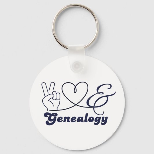 Peace, Love, & Genealogy Sleutelhanger (Voorkant)