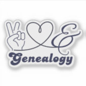 Peace, Love & Genealogy Sticker (Voorkant)