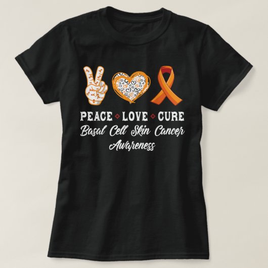 Peace Love genezing basale cell skin cancer awaren T-shirt (Design voorkant)