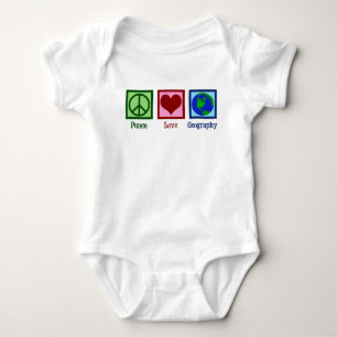 Peace Love Geography Teacher Wereldkaart Romper
