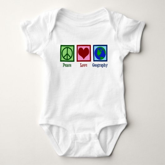Peace Love Geography Teacher Wereldkaart Romper (Voorkant)