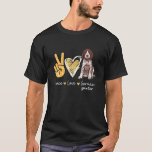 Peace Love German Pointer Hondenliefhebbers T-shirt