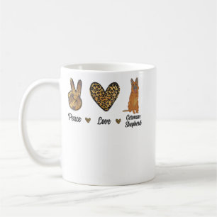 Peace Love German Shepherd Leopard Lover Pet Dog P Koffiemok