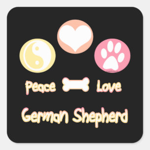Peace Love German Shepherds Vierkante Sticker