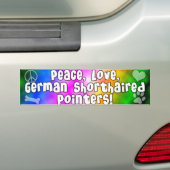 Peace Love German Shorthair Pointer Bumpersticker (Op auto)