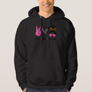 Peace Love Get Loaded Leopard Messy Bun Mo Hoodie