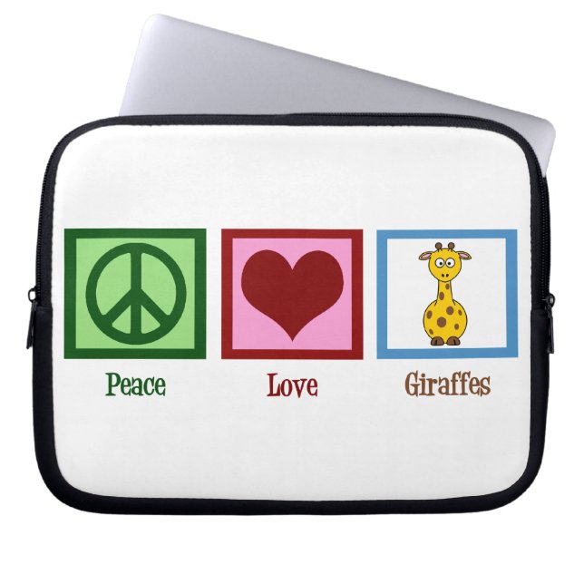 Peace Love Giraffes Laptop Sleeve (Voorkant)