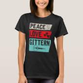 Peace Love Gittern Musical Instrument Gittern Play T-shirt (Voorkant)