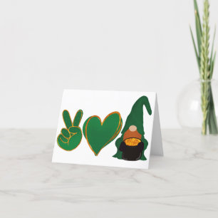 Peace Love Gnome   Sublimatie van St Patrick's Day Feestdagen Kaart