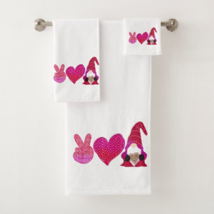 Peace Love Gnome Valentijnsdag Bad Handdoek