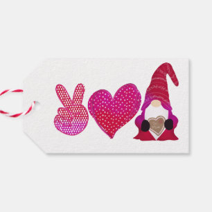 Peace Love Gnome Valentijnsdag Cadeaulabel