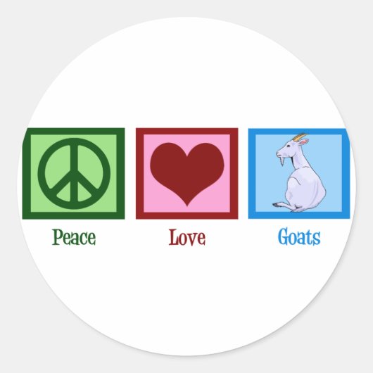 Peace Love Goats Ronde Sticker (Voorkant)
