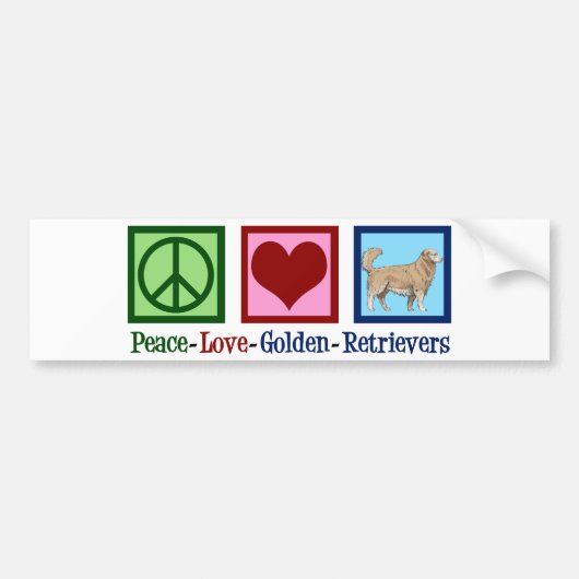 Peace Love Golden Retrievers Bumpersticker (Voorkant)