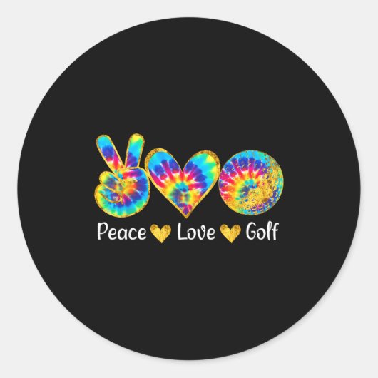 Peace Love Golf Funny Tie Dye Golf Lovers  Ronde Sticker (Voorkant)