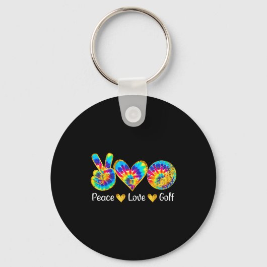 Peace Love Golf Funny Tie Dye Golf Lovers Sleutelhanger (Voorkant)
