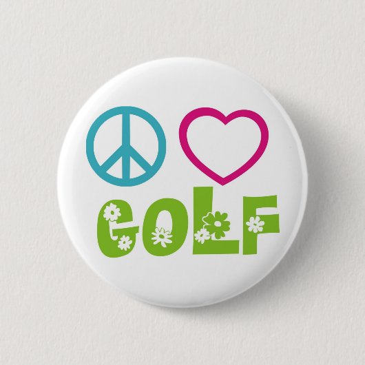Peace Love Golf Ronde Button 5,7 Cm (Voorkant)