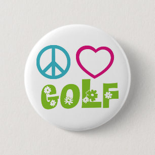 Peace Love Golf Ronde Button 5,7 Cm