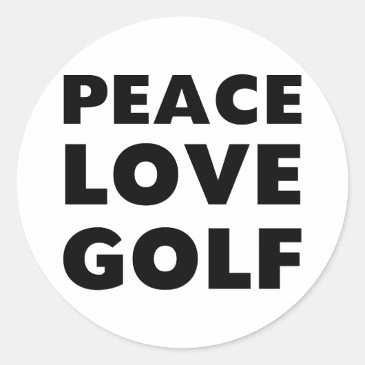 Peace Love Golf Ronde Sticker (Voorkant)