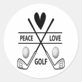 PEACE LOVE GOLF RONDE STICKER (Voorkant)