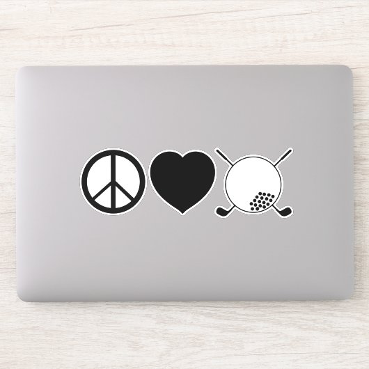 Peace Love Golf Vinyl Sticker (Computer)