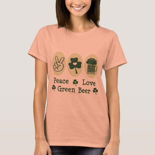 Peace Love Green Beer Ringer Tee Shirt (Voorkant)