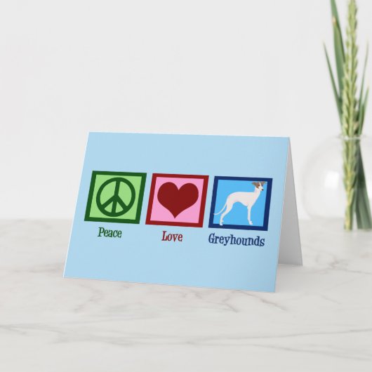 Peace Love Greyhounds Feestdagen Kaart (Voorkant)