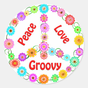 Peace Love Groovy Ronde Sticker