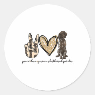 Peace Love Gsp German Shorthaired Pointer Dog Love Ronde Sticker